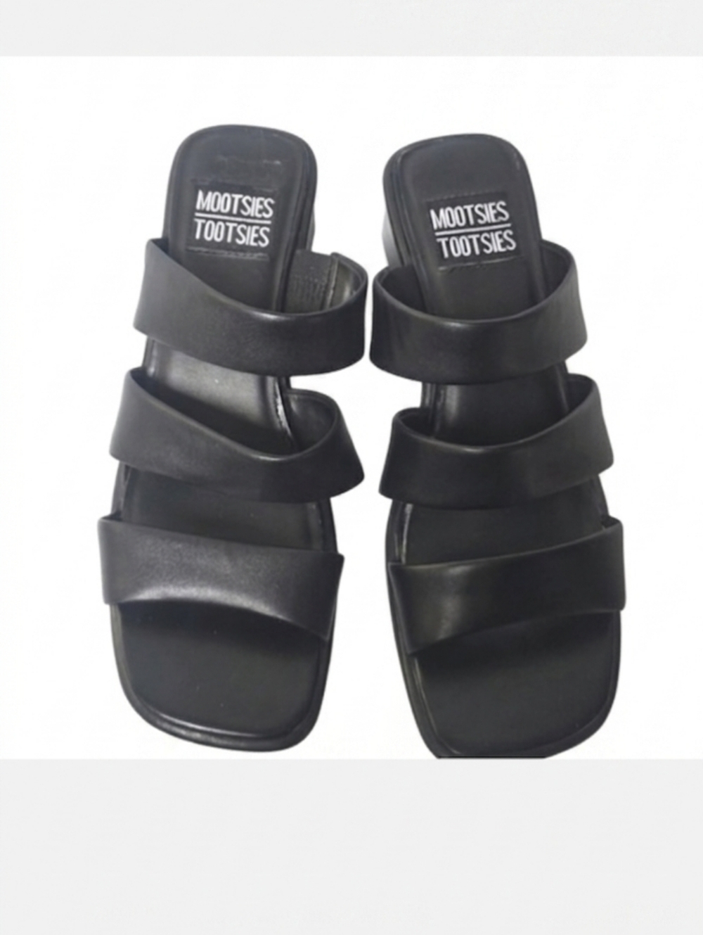 Mootsies Tootsies Leather Black Strappy Sandals Women's Size 9